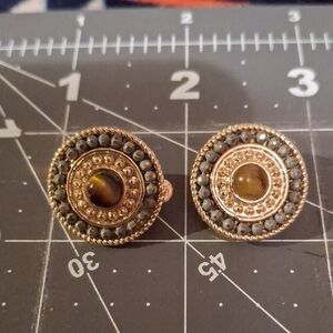 Elegant Gold and Black Stud Earrings